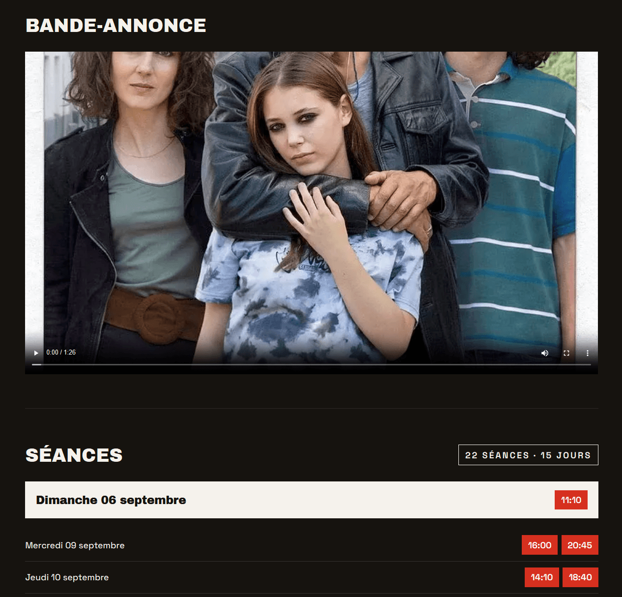 Grille de la programmation hebdomadaire du cinéma Utopia